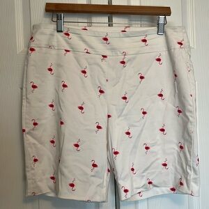 Counterparts Pink and White Bermudas with Playful flamingo Pattern size 10